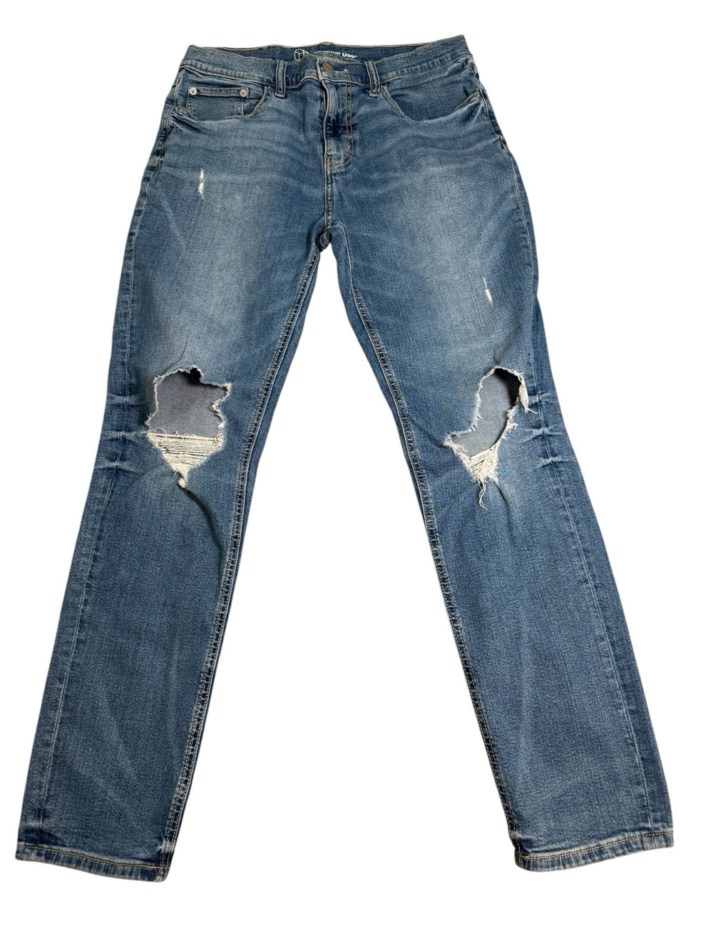 Original Use Blue Distressed Straight-Leg Jeans
